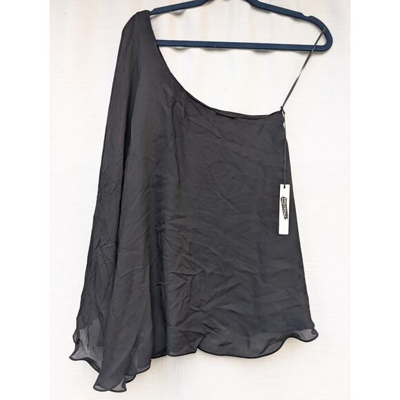 Jay Godfrey Women's One Shoulder Silk Blouse L Flowy Whimsigoth Witchy Festival - Picture 6 of 8